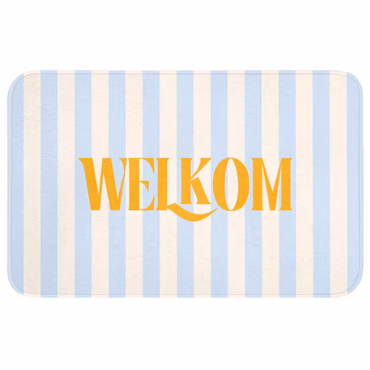 Wc Mat - Oranje - Blauw - Strepen - Welkom — 1