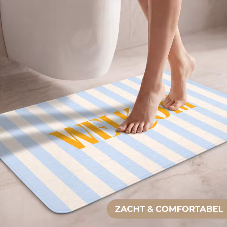 Wc Mat - Oranje - Blauw - Strepen - Welkom — 7