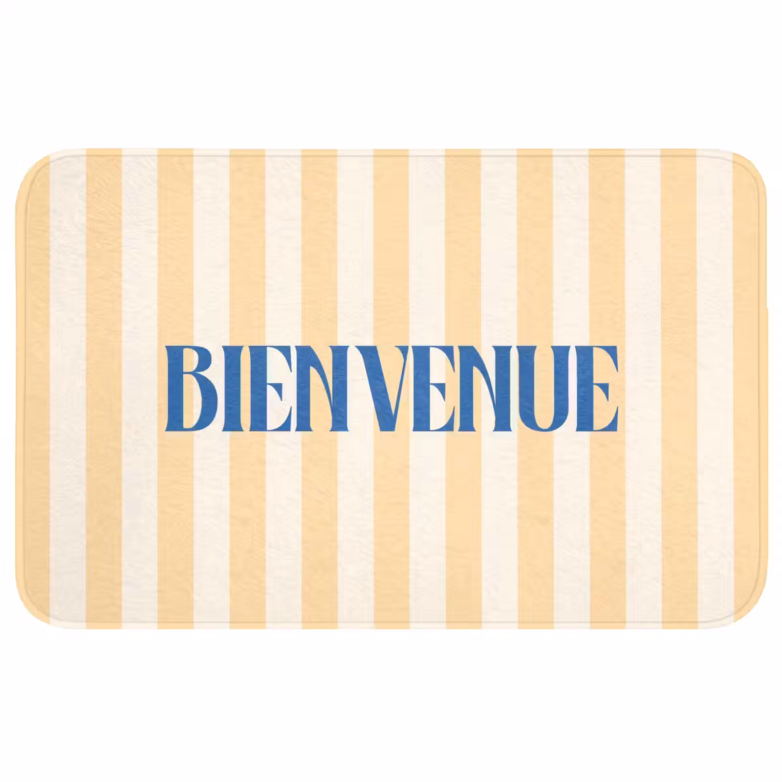 Wc Mat - Blauw - Geel - Strepen - Bienvenue — 1