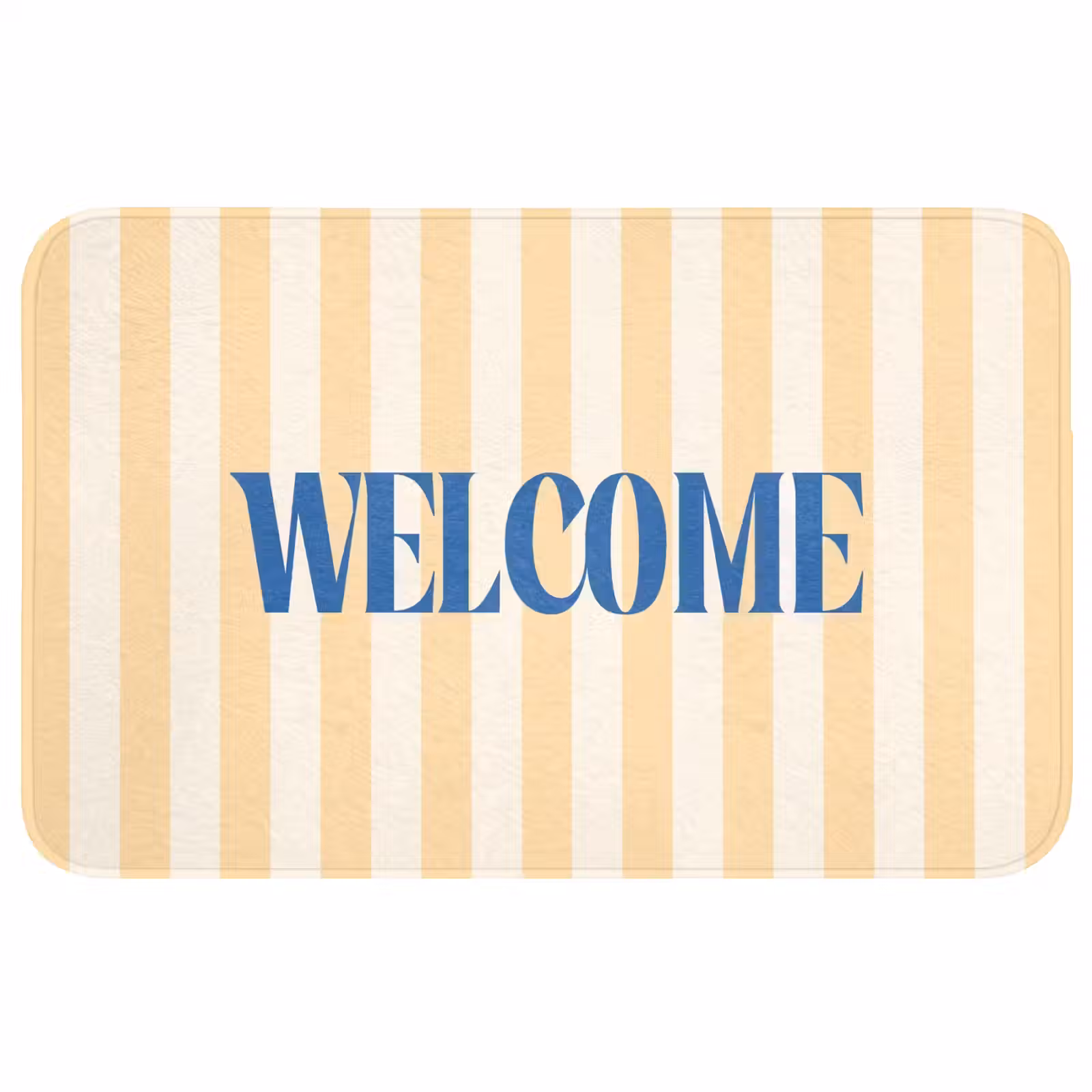 Wc Mat - Blauw - Geel - Strepen - Welcome — 1