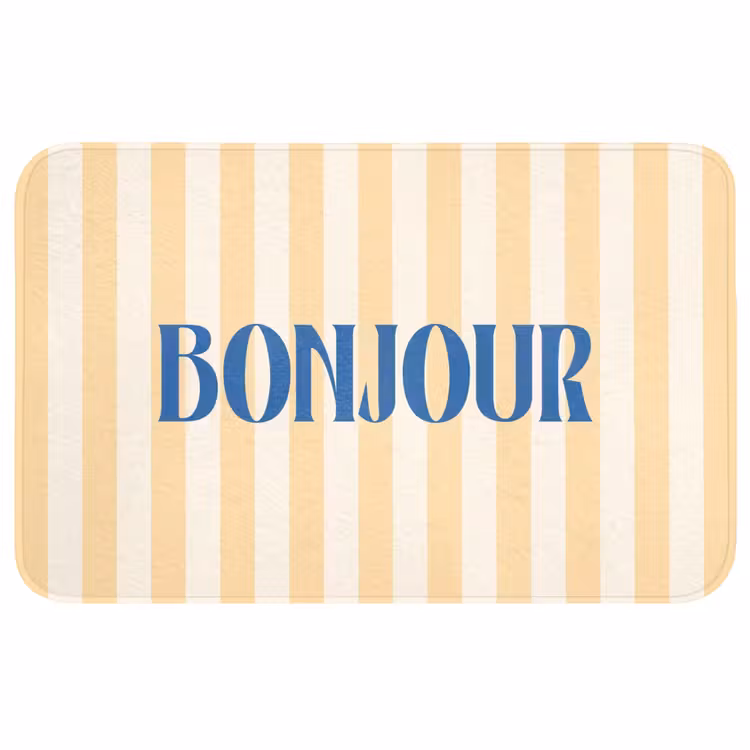 Wc Mat - Blauw - Geel - Strepen - Bonjour — 1