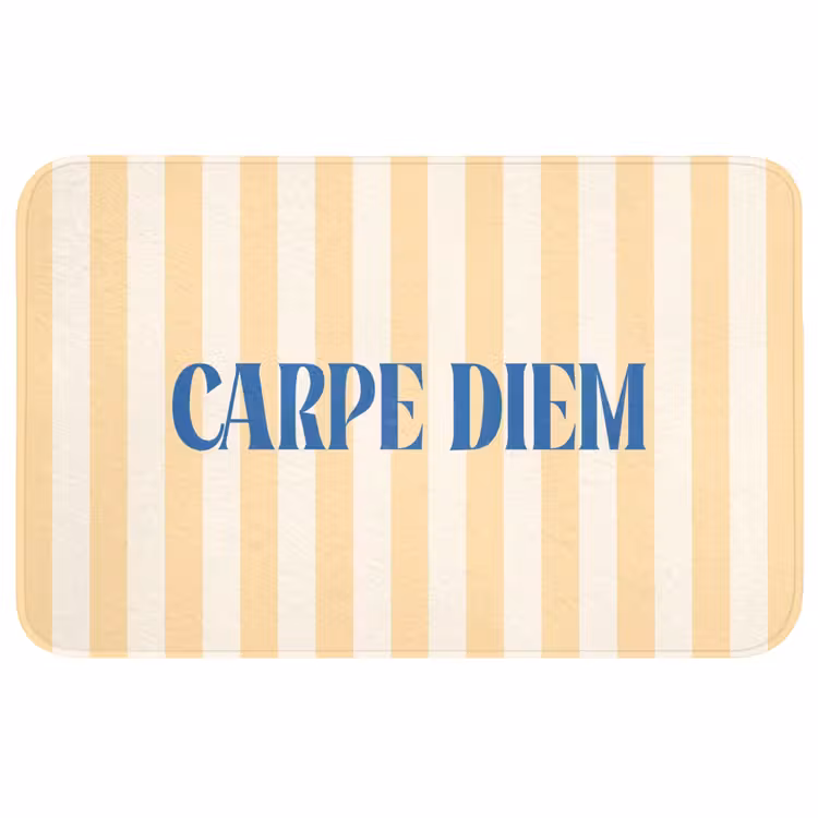 Wc Mat - Blauw - Geel - Strepen - Carpe Diem — 1