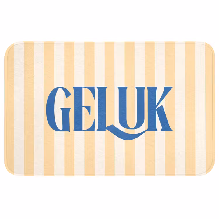 Wc Mat - Blauw - Geel - Strepen - Geluk — 1