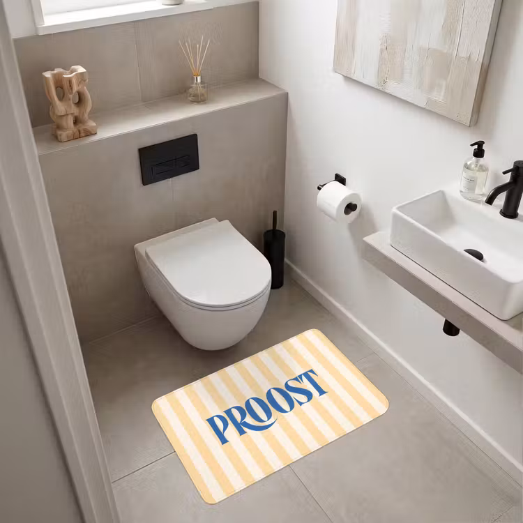 Wc Mat - Blauw - Geel - Strepen - Proost — 6