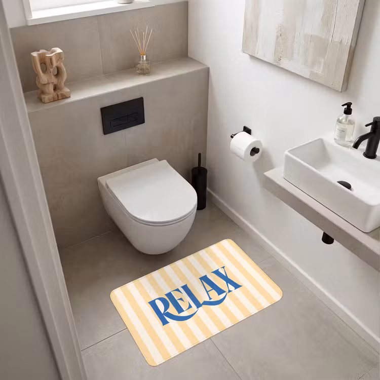 Wc Mat - Blauw - Geel - Strepen - Relax — 6