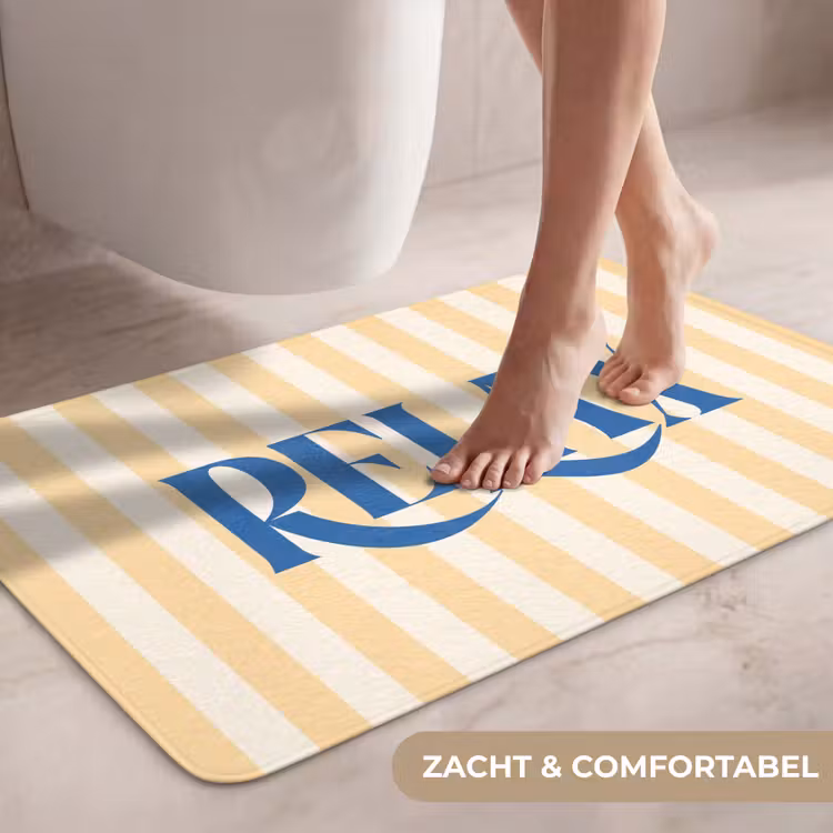 Wc Mat - Blauw - Geel - Strepen - Relax — 7