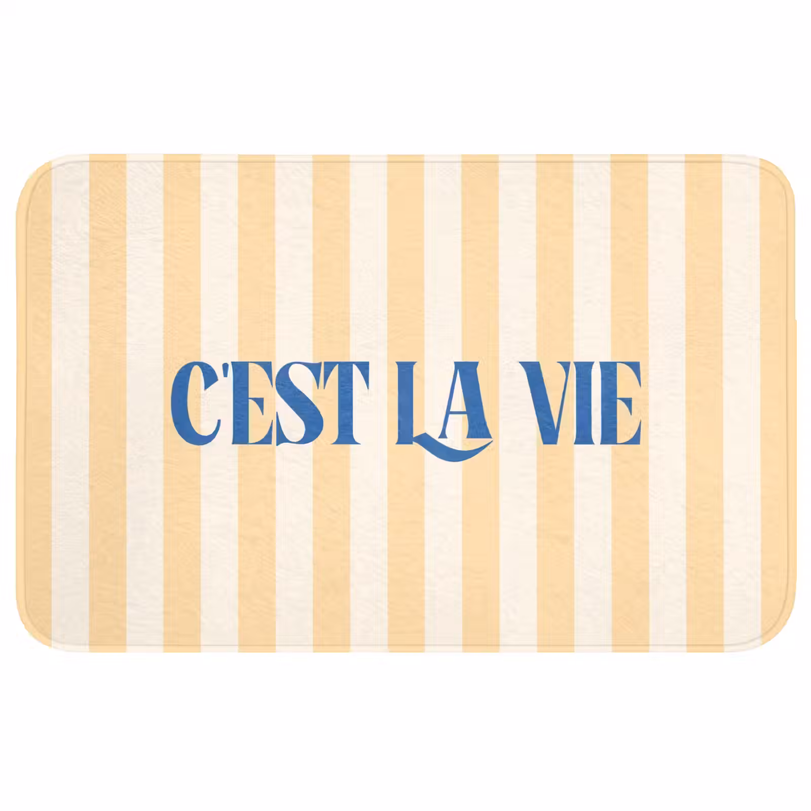 Wc Mat - Blauw - Geel - Strepen - C'est La Vie — 1