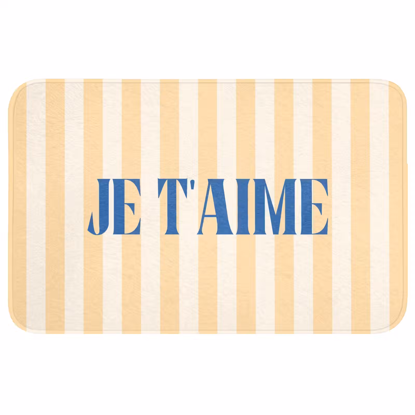 Wc Mat - Blauw - Geel - Strepen - Je t'aime — 1