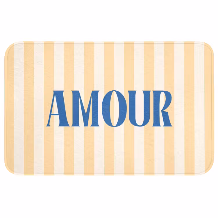 Wc Mat - Blauw - Geel - Strepen - Amour — 1