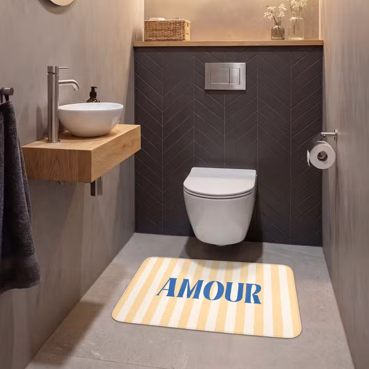 Wc Mat - Blauw - Geel - Strepen - Amour — 2