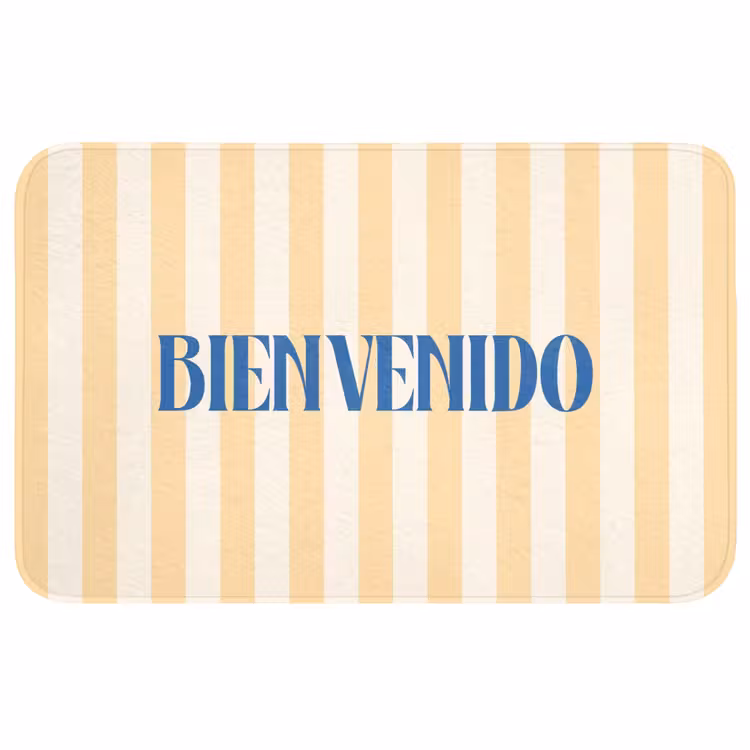 Wc Mat - Blauw - Geel - Strepen - Bienvenido — 1