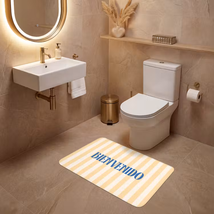Wc Mat - Blauw - Geel - Strepen - Bienvenido — 4