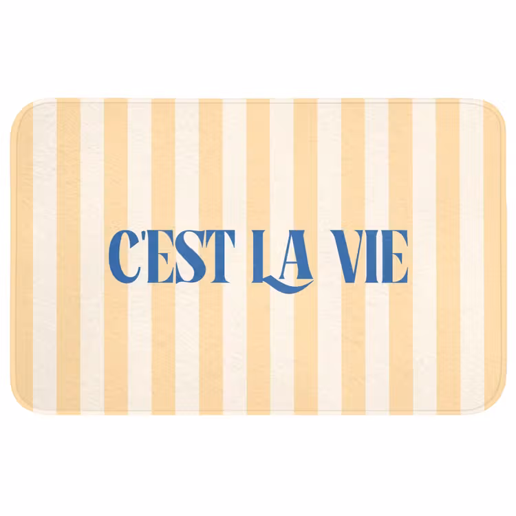 Wc Mat - Blauw - Geel - Strepen - C'est La Vie — 1