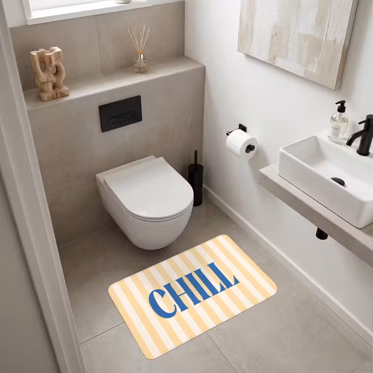 Wc Mat - Blauw - Geel - Strepen - Chill — 6