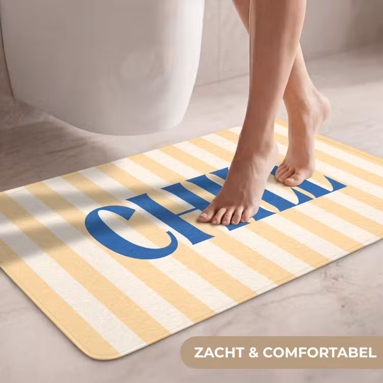 Wc Mat - Blauw - Geel - Strepen - Chill — 7