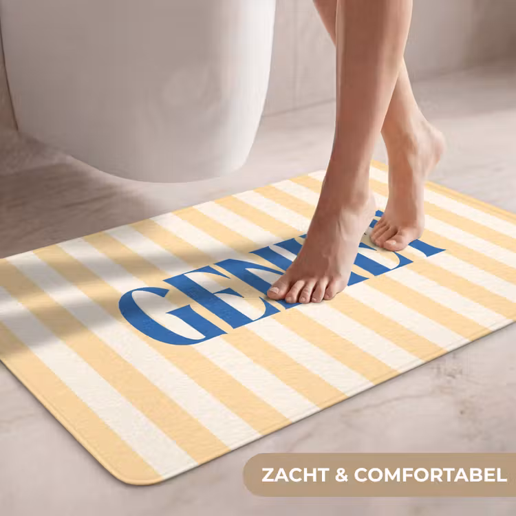 Wc Mat - Blauw - Geel - Strepen - Geniet — 7