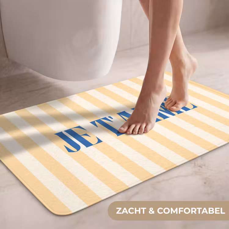 Wc Mat - Blauw - Geel - Strepen - Je t'aime — 7