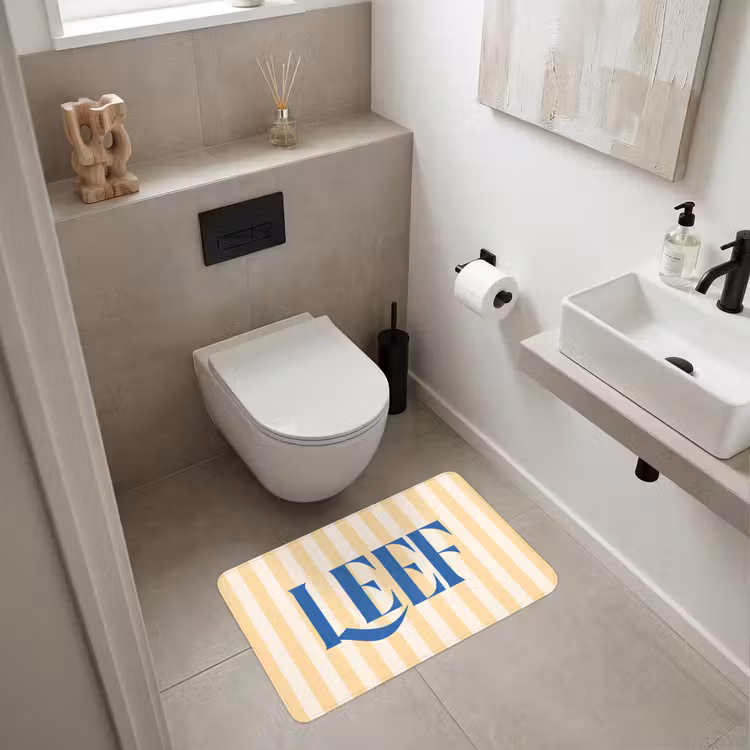 Wc Mat - Blauw - Geel - Strepen - Leef — 6