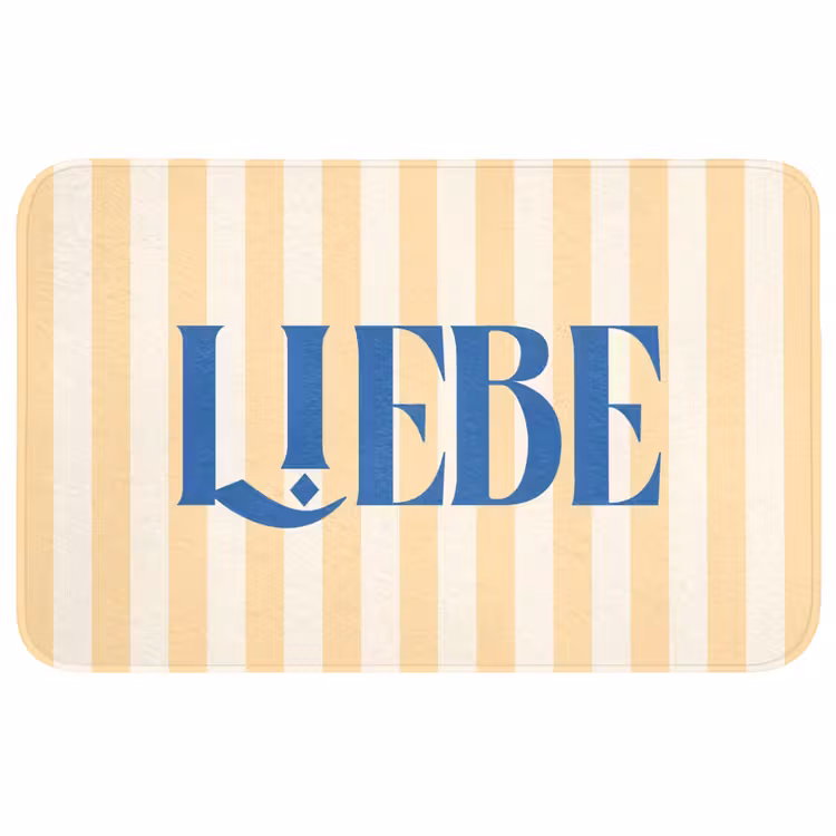 Wc Mat - Blauw - Geel - Strepen - Liebe — 1
