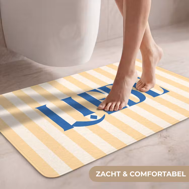 Wc Mat - Blauw - Geel - Strepen - Liebe — 7