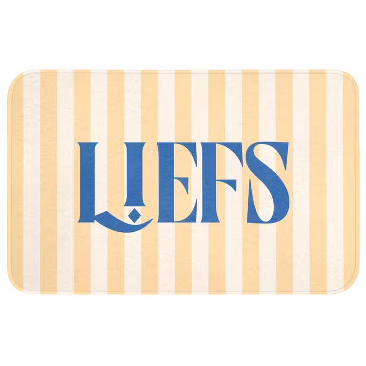 Wc Mat - Blauw - Geel - Strepen - Liefs — 1