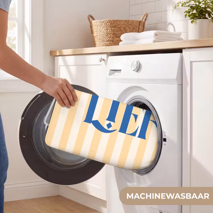 Wc Mat - Blauw - Geel - Strepen - Liefs — 5