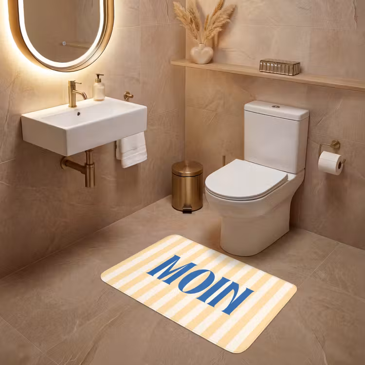 Wc Mat - Blauw - Geel - Strepen - Moin — 4