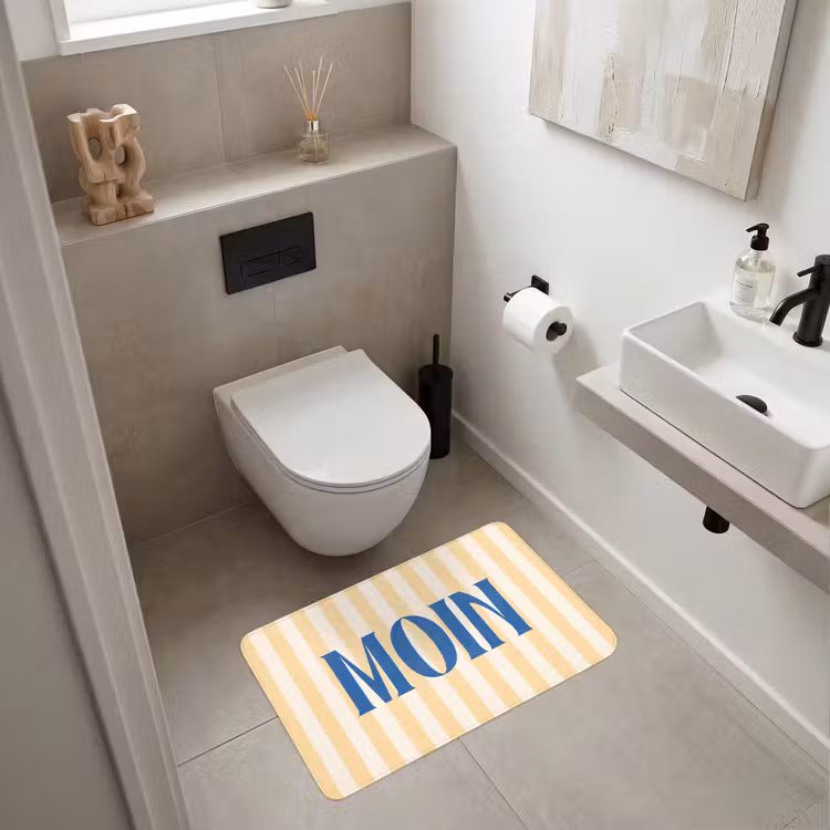 Wc Mat - Blauw - Geel - Strepen - Moin — 6