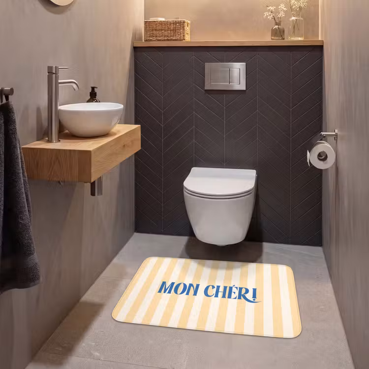 Wc Mat - Blauw - Geel - Strepen - Mon Chéri — 2