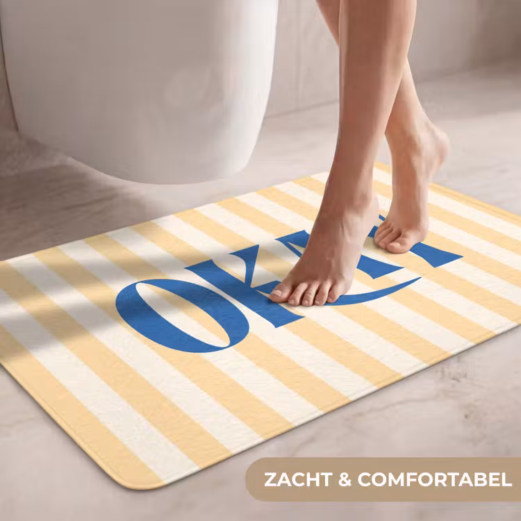 Wc Mat - Blauw - Geel - Strepen - Okay — 7