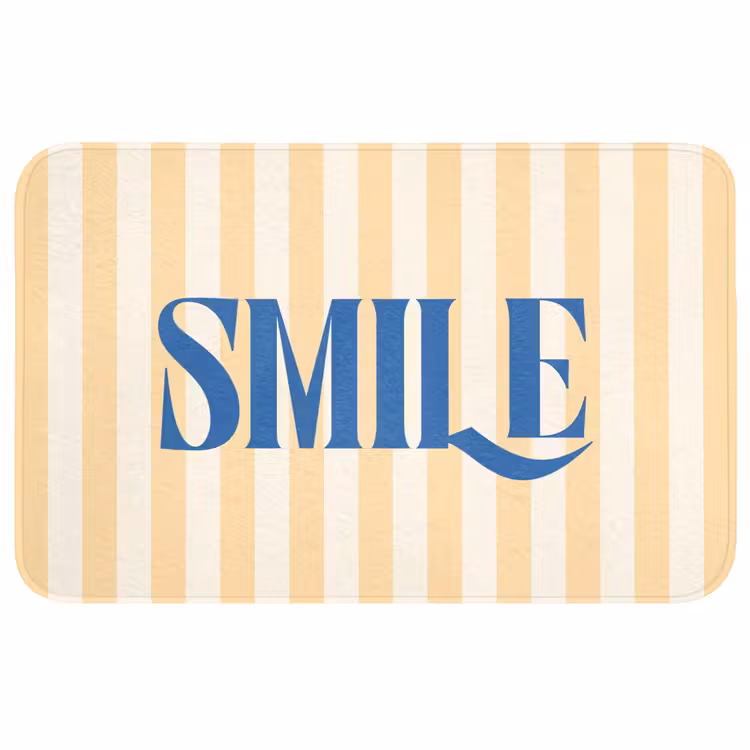 Wc Mat - Blauw - Geel - Strepen - Smile — 1