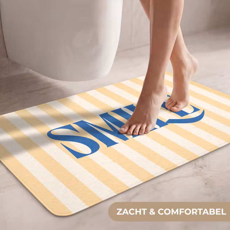Wc Mat - Blauw - Geel - Strepen - Smile — 7