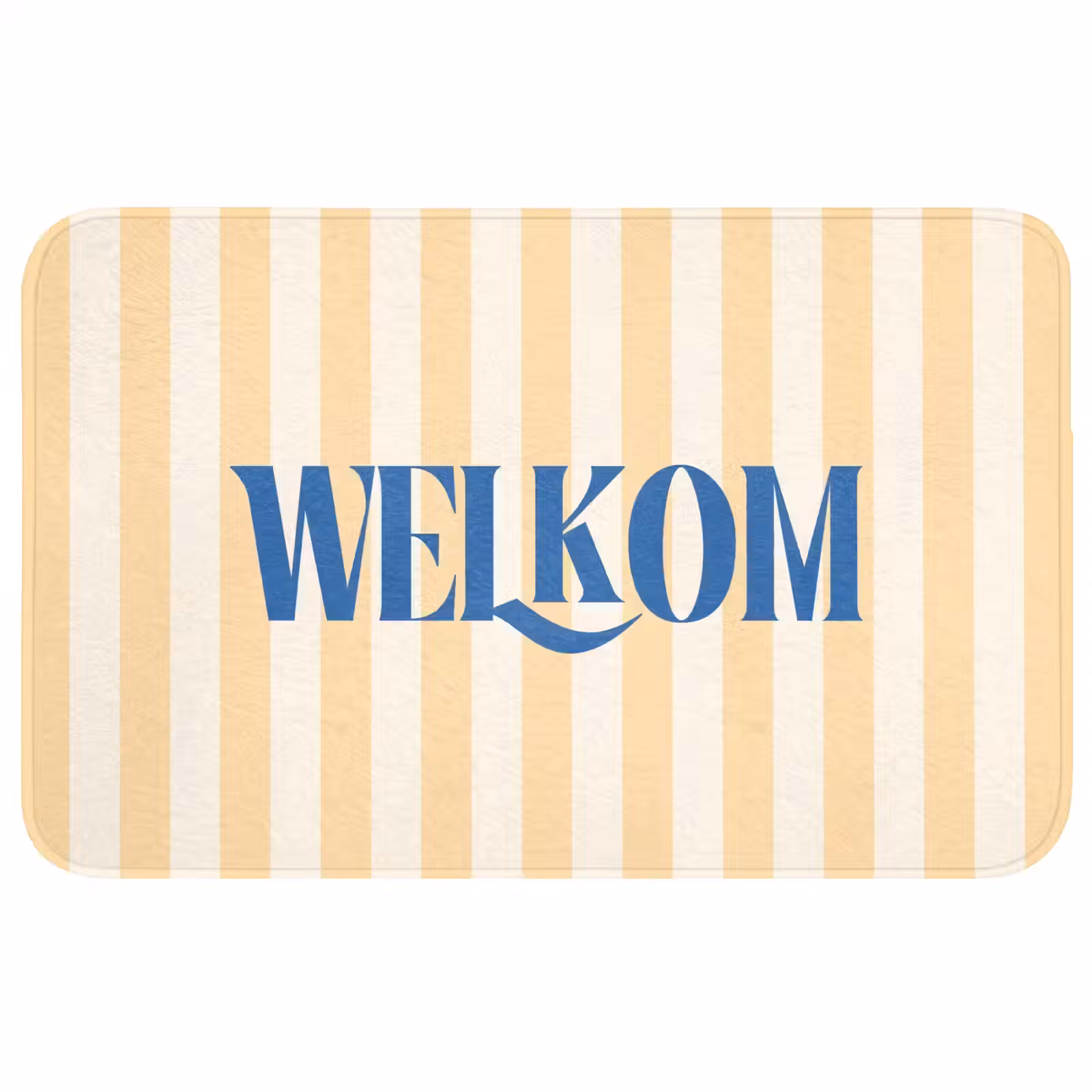 Wc Mat - Blauw - Geel - Strepen - Welkom — 1