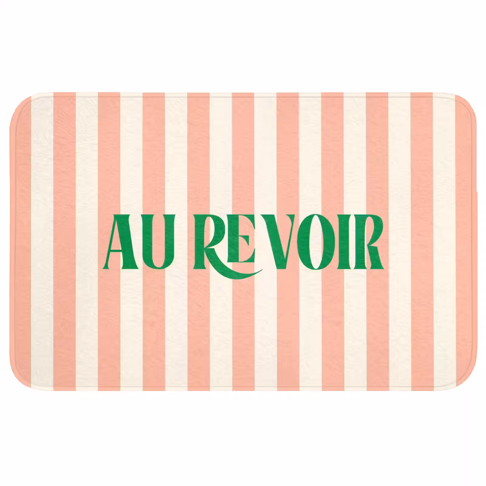 Wc Mat - Zachtroze - Groen- Strepen - Au Revoir — 1