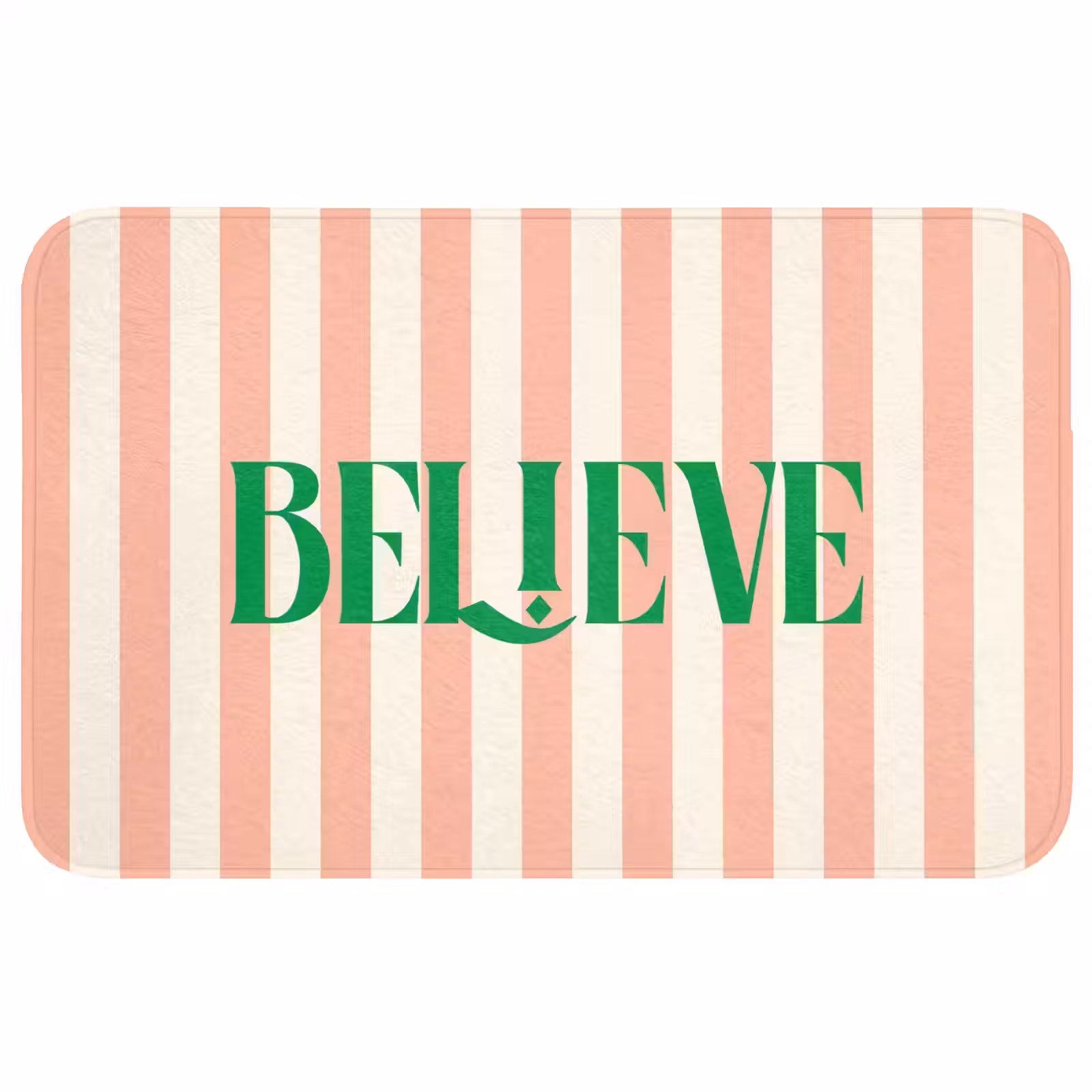 Wc Mat - Zachtroze - Groen- Strepen - Believe — 1
