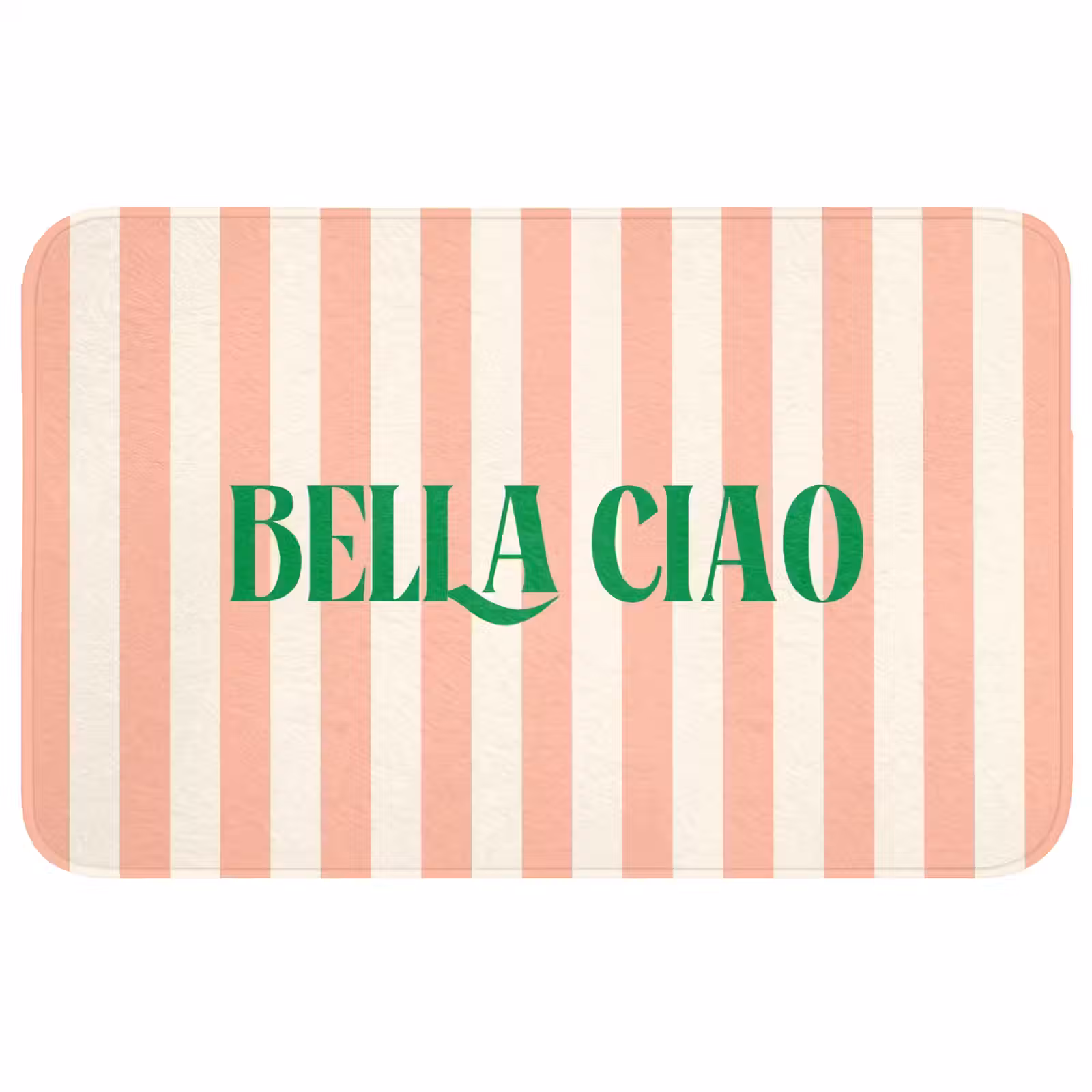 Wc Mat - Zachtroze - Groen- Strepen - Bella Ciao — 1
