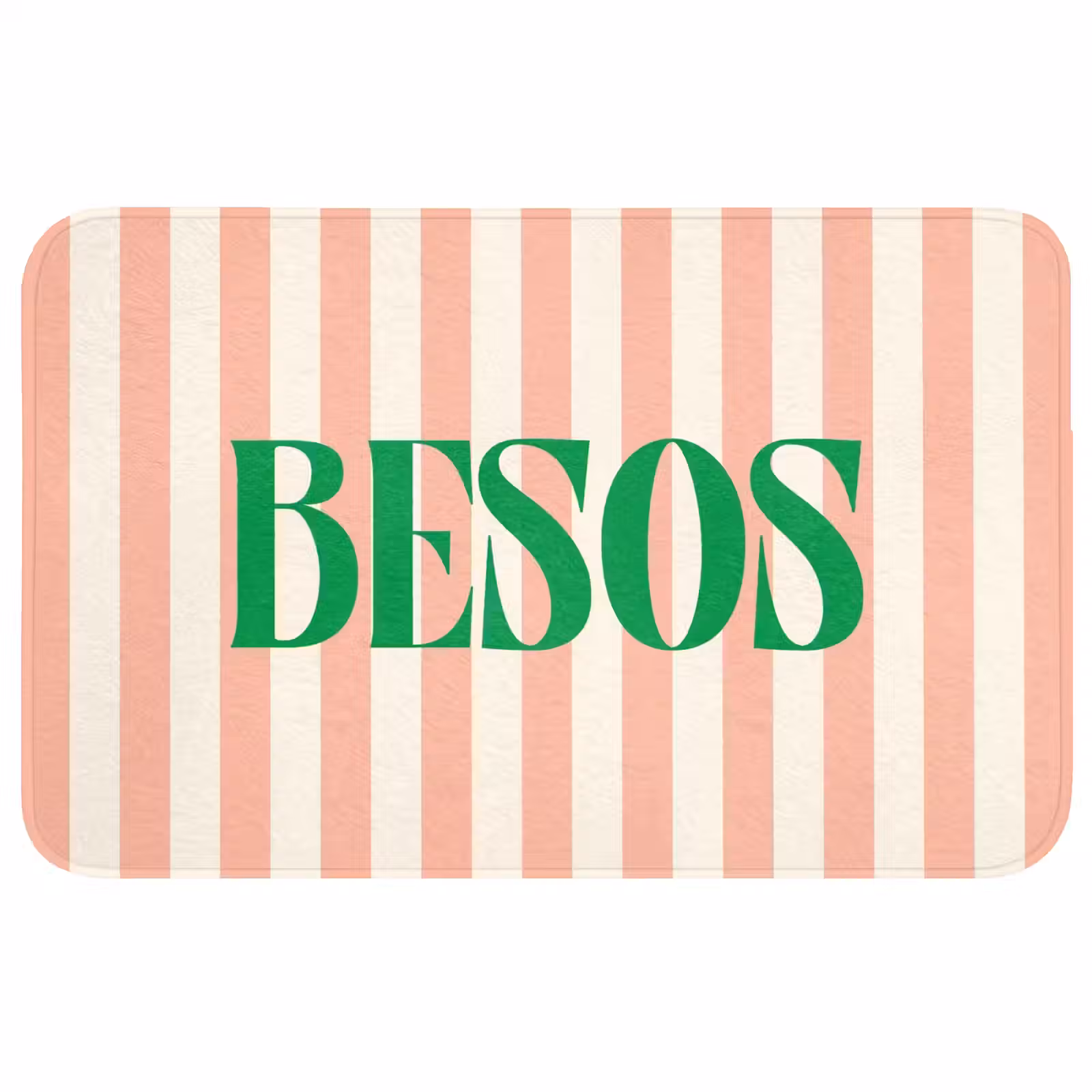 Wc Mat - Zachtroze - Groen- Strepen - Besos — 1