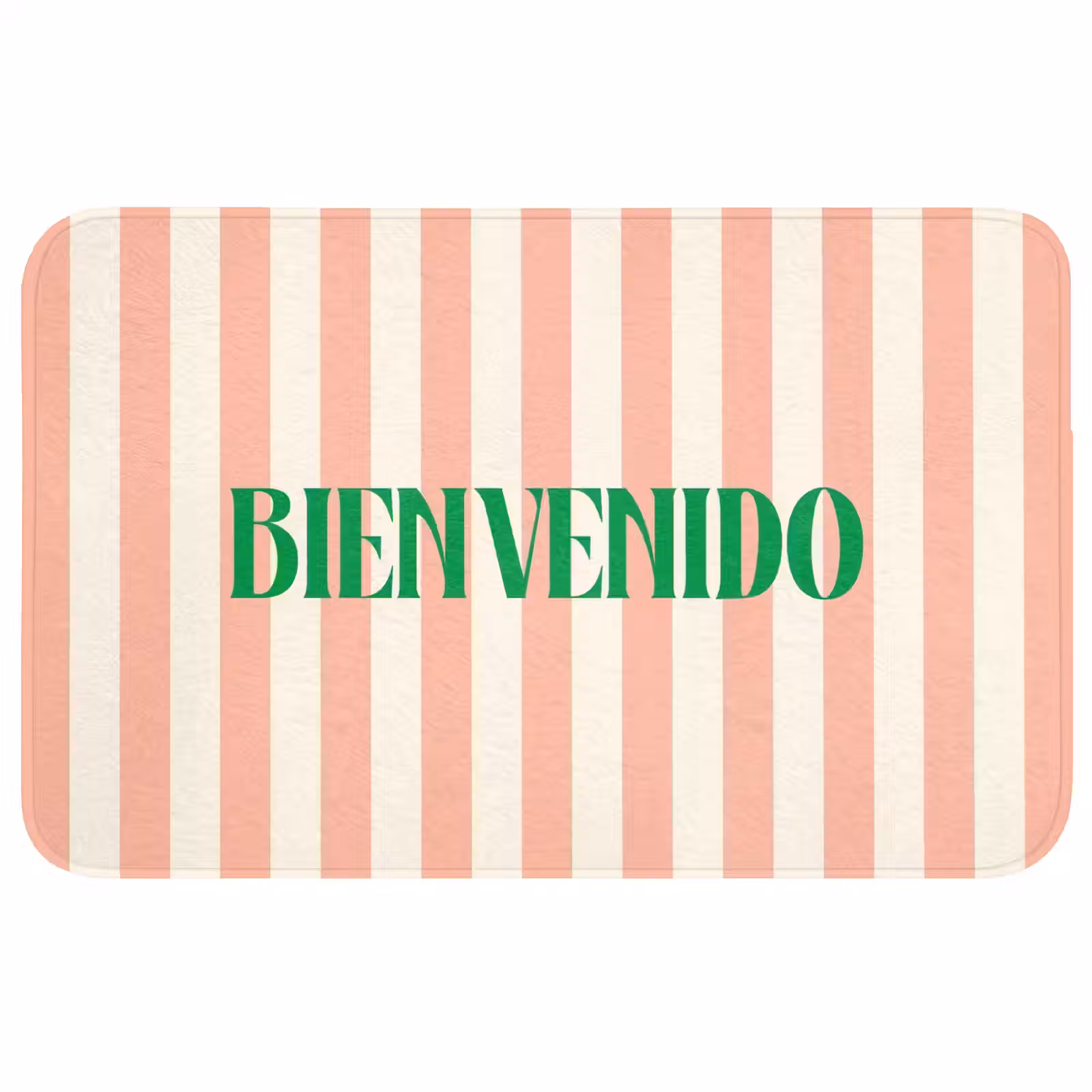 Wc Mat - Zachtroze - Groen- Strepen - Bienvenido — 1