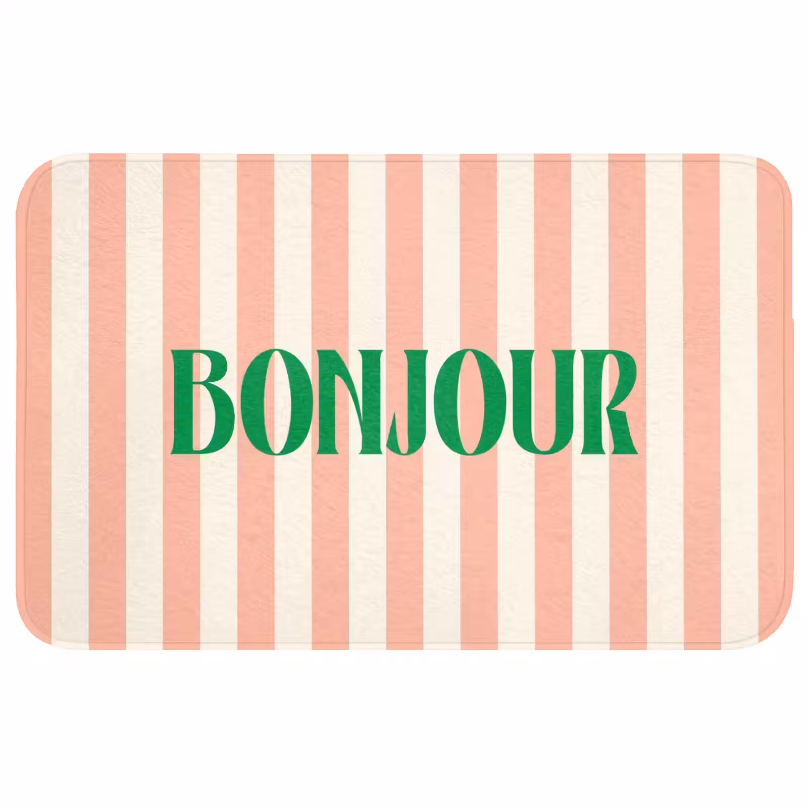 Wc Mat - Zachtroze - Groen - Strepen - Bonjour — 1