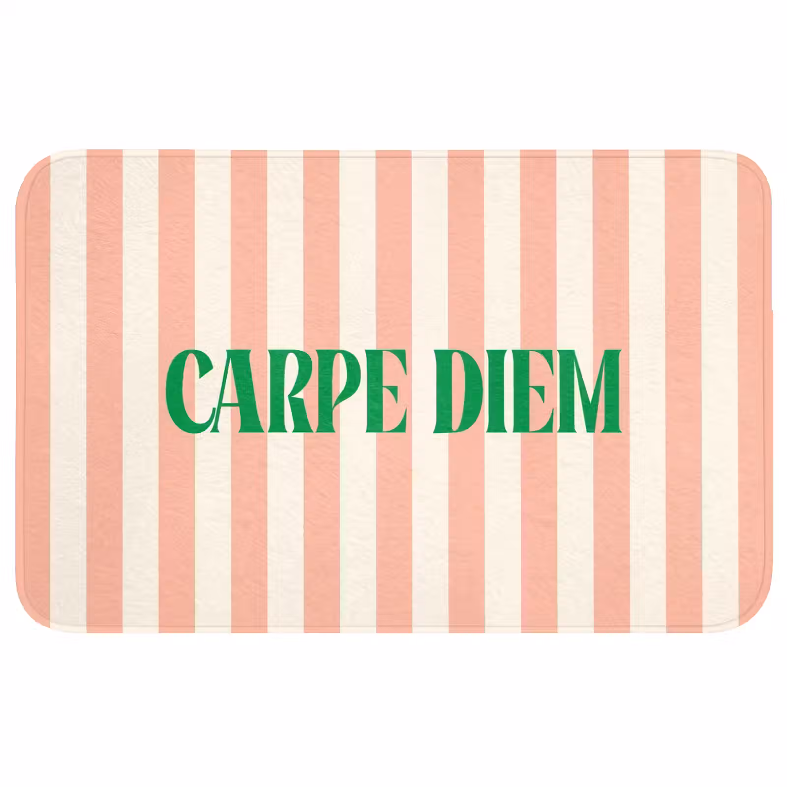 Wc Mat - Zachtroze - Groen - Strepen - Carpe Diem — 1