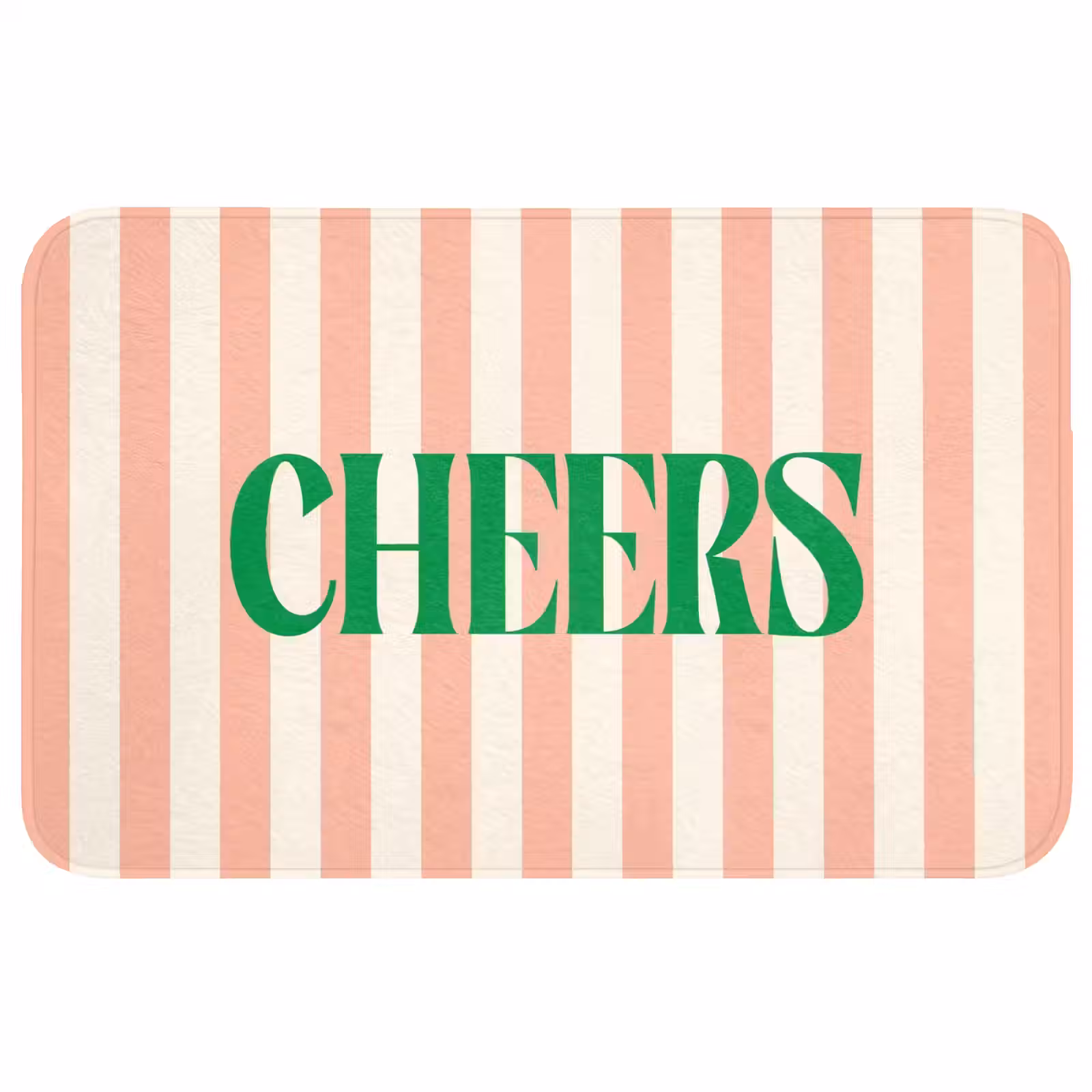 Wc Mat - Zachtroze - Groen - Strepen - Cheers — 1