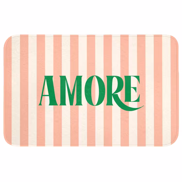 Wc Mat - Zachtroze - Groen- Strepen - Amore — 1