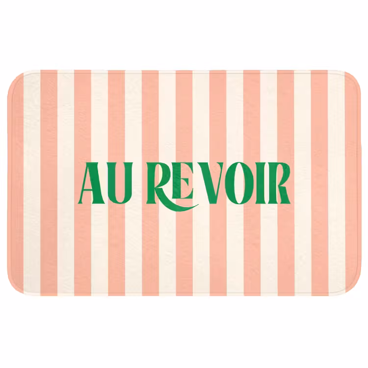 Wc Mat - Zachtroze - Groen- Strepen - Au Revoir — 1