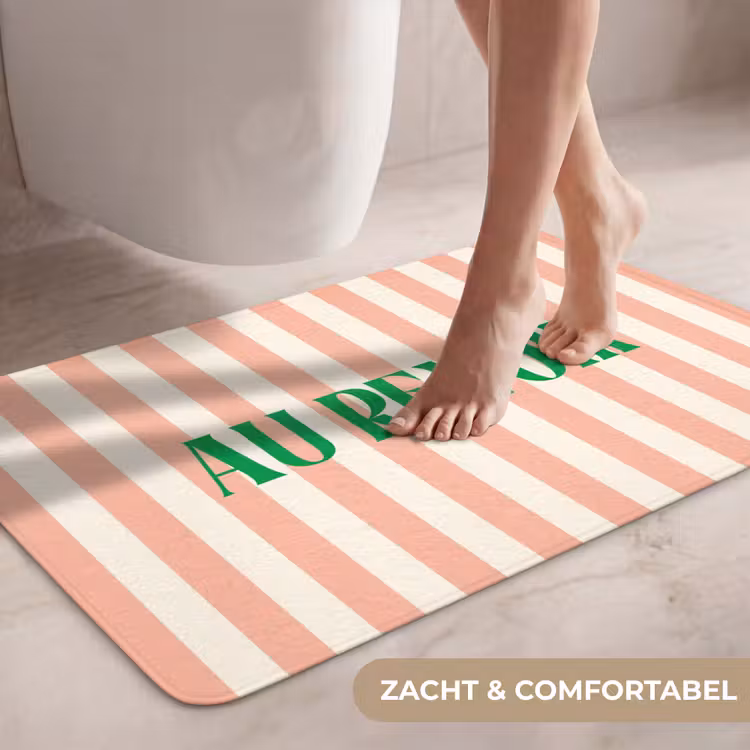 Wc Mat - Zachtroze - Groen- Strepen - Au Revoir — 7