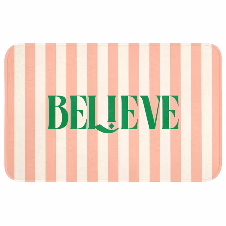 Wc Mat - Zachtroze - Groen- Strepen - Believe — 1
