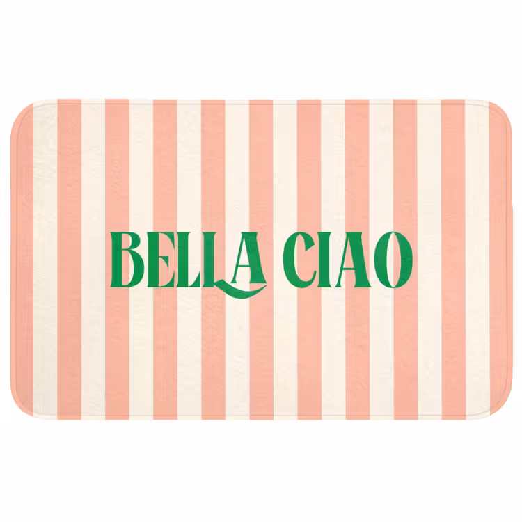 Wc Mat - Zachtroze - Groen- Strepen - Bella Ciao — 1