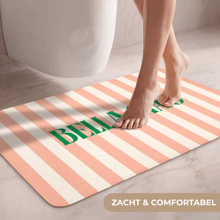 Wc Mat - Zachtroze - Groen- Strepen - Bella Ciao — 7
