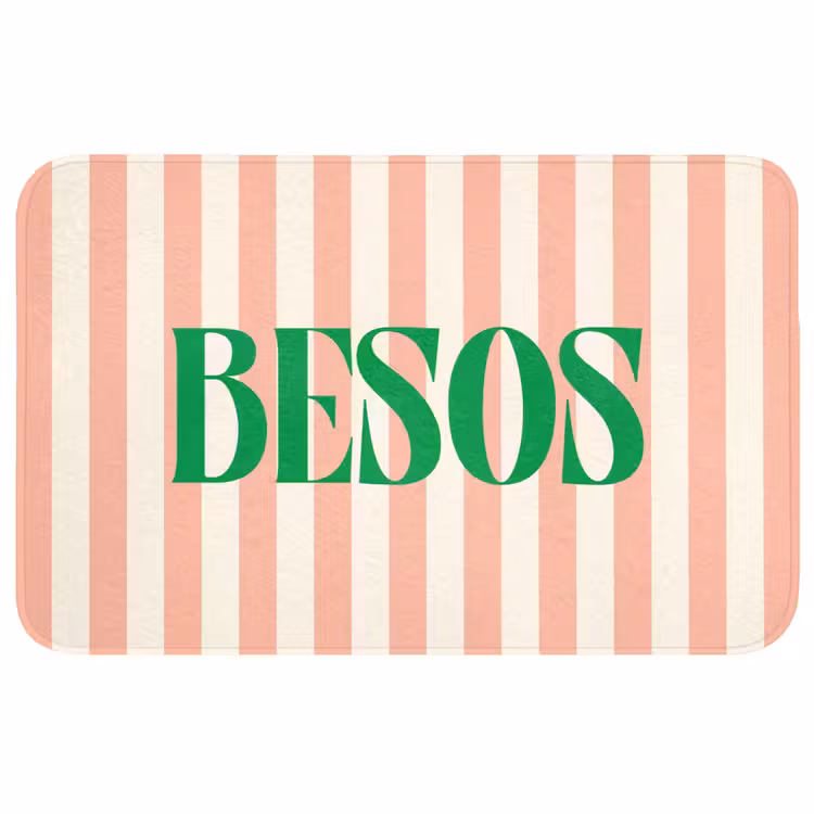 Wc Mat - Zachtroze - Groen- Strepen - Besos — 1