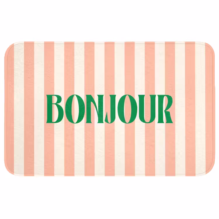 Wc Mat - Zachtroze - Groen - Strepen - Bonjour — 1