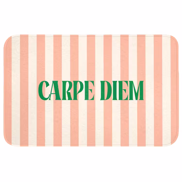 Wc Mat - Zachtroze - Groen - Strepen - Carpe Diem — 1